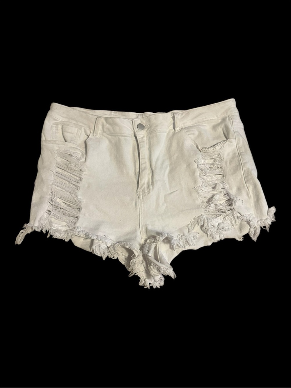 SHEIN White Ripped Denim Short Shorts